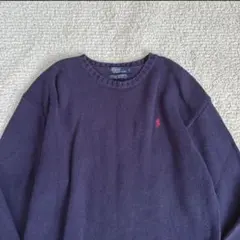 セーター ロゴ刺繍 リブニット コットン 長袖カットソー トップス カジュアル