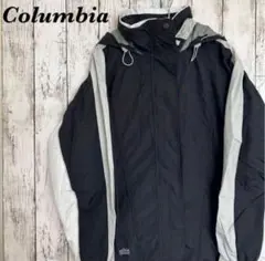【USED】 コロンビア マウンテンパーカ アウター ロゴ刺繍黒グレー白
