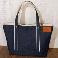 95 ハンドメイド デニムトートバッグ ロールアップジーンズバッグ 