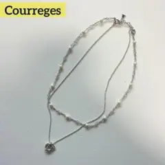 Courreges　クレージュ　ネックレス　2連　シルバー　パール調　ビジューのサムネイル
