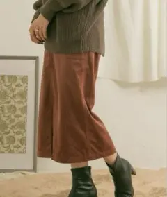 アイテムズ アーバンリサーチ ポケット タイト スカート コーデュロイ ブラウン