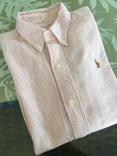 ポロ ボタンダウンシャツ ピンクストライプ