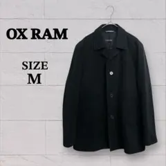 【OX RAM】メンズ コーデュロイ風 コート（M）ブラック ビジネス 通勤
