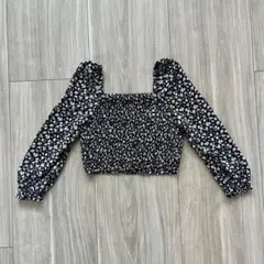 出品9/15まで【SALE】GU 花柄オフショルブラウス黒 L 未使用