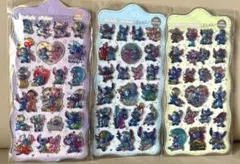【3枚セット】スティッチ 3D ぷくぷくシール　樹脂ステッカー　オーロラ立体