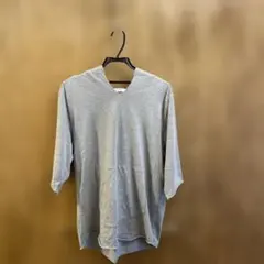 値下▶︎BEAMS LIGHTS ▶︎グレーフード付カットソーチュニックワンピ七分袖のサムネイル