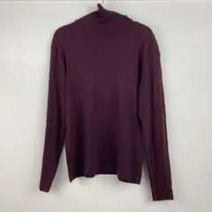 ワインレッド タートルネック長袖カットソー