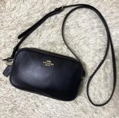 【極美品】COACH ショルダーバッグ レザー ブラック 2way ダブルジップ