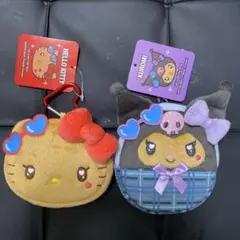 新品♡サンリオ♡日焼けキティ&クロミ♡ミニポーチ&カラビナ付きミニフェイスポーチ