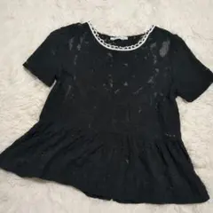 ZARA TRAFALUC ブラックレースペプラムトップス Sサイズ