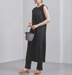 SACRA コットンリネン ノースリーブ ワンピース 黒のサムネイル