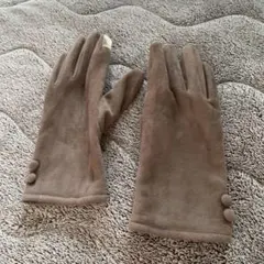 ブラウン フリース 手袋 ボタン付き