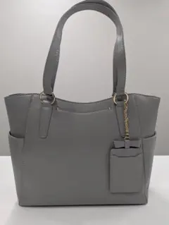 合皮パスケース付きA4対応トートバッグ ライトグレー