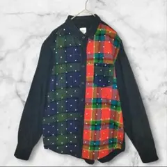 graniph　グラニフ　チェック柄　カラフル　長袖ネルシャツ マルチカラー M