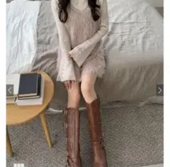 グレイル　fo2075　前後2Wayサイドスリットラメフェザーチュニック