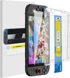 Switch2 ガラスフィルム ガイド枠付 保護フィルム 指紋防止 貼り付け簡単