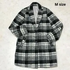 MAJESTICLEGONアウター ロングコート ブロックチェック モノトーンM