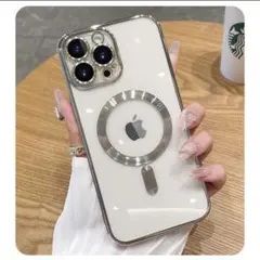 iPhone16promaxケース マグセーフ MagSafe クリア シルバー