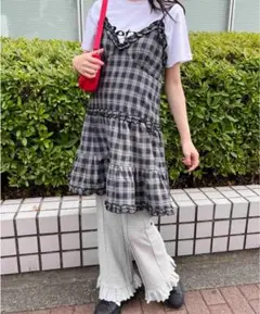 WEGO 2way チェック柄キャミワンピース ミントブラック