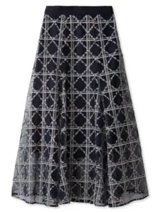 SNIDELチェックシアーボリュームスカートNVY 0サイズ