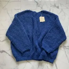 新品　earthy_ ゆったり　オーバーサイズ　Vネックニット　ラウンジドレス