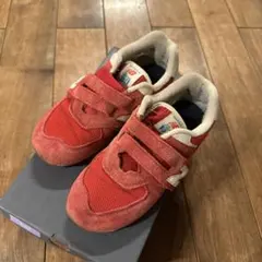 New Balance 574 レッド ベルクロ　21.5cm