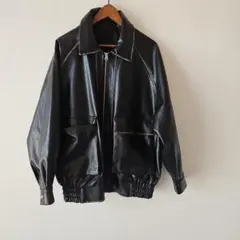 WEGO ブラックフェイクレザージャケット　Mのサムネイル