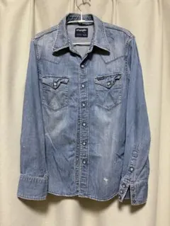 ラングラー　アーバンリサーチ別注　デニムシャツ　ユーズド加工　綿100%