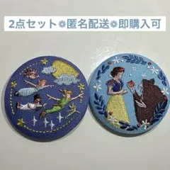 ディズニー 刺繍缶バッチ ピーターパン 白雪 2点セット