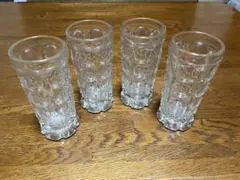 昭和レトロ　ガラス製コップ 4個セット 泡模様