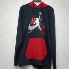 ​【希少XLサイズ】ナイキ ジョーダン ビッグロゴ 袖プリント パーカー 赤 黒
