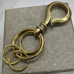 真鍮製カラビナ シンプルデザインフック 真鍮キーリング ヴィンテージ
