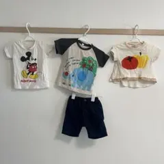 Disneybaby ミッキーマウス ゾウ りんご パプリカTシャツ ＆ ズボン