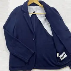美品　シップス　テーラードジャケット　ニット　ストレッチ　ネイビー　Lサイズ