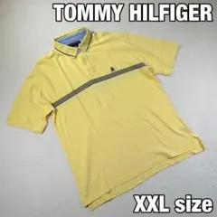 【トミーヒルフィガー】ポロシャツ　 ロゴデザイン　ボーダー　半袖　2XL