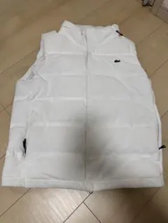 Lacoste ホワイト ダウンベスト フード付き　L