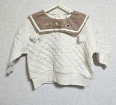 新品 cottoli キルト フリンジ 長袖トレーナー 80 ホワイト