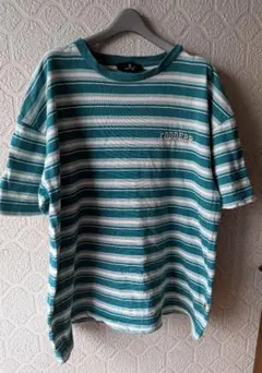 MONO-MART ボーダーTシャツ グリーン Lサイズ