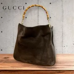 【良品】GUCCI グッチ バンブー ヴィンテージ ハンドバッグ スエード