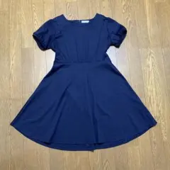 ネイビー 半袖 フレアワンピース　ViS Mサイズ