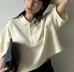 CLANE　CROPPED POLO TOPS-ivoryのサムネイル