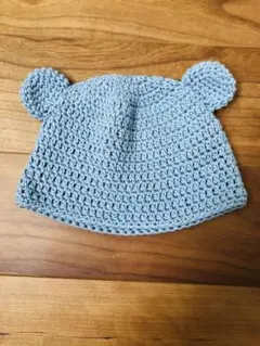 ベビー　くま　ニット帽　冬　水色