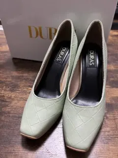 DURAS ミントグリーン キルティングパンプス