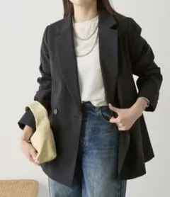 未使用・美品【SHENERY】ウォッシャブルダブルジャケット＆パンツ（黒）のサムネイル