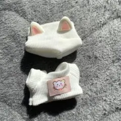【即日発送】Labubu V4 ぬい服 10cm 白ニット 猫耳 帽子 セーター