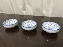 青い花模様 陶器製浅皿 3個セット