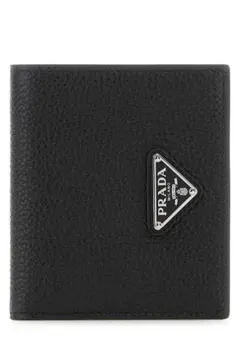 極美品】PRADA 折り財布 三角ロゴ ヴィッテロ レザー 本革 ブラック 黒