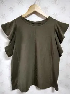 ☆UNIQLO ユニクロ ラッフルスリーブT ノースリーブ オリーブ XL☆