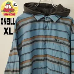 usa古着 ONEILlp ネルシャツ　パーカー　水色　ボーダー　XL