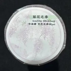 【9923】海外5m巻　貝殻光カッティングマスキングテープ　ピンク藤半透明お花系